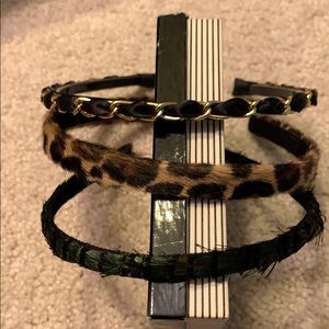 Three Fashion Headbands -Cheetah, Peacock, Classic